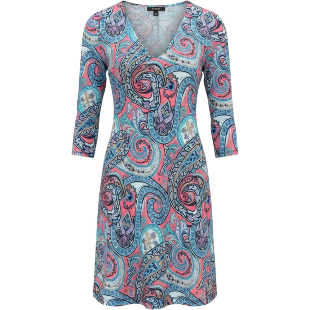 MSK Womens Paisley Print Keyhole‎ Ring Neck A-Line Dress Multicolor Small